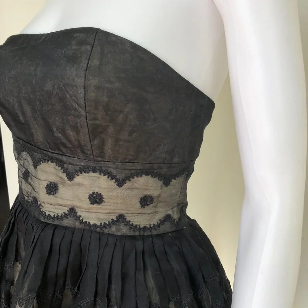 RED Valentino Silk Strapless Dress Black Sz 40, US 2 - Picture 3 of 16